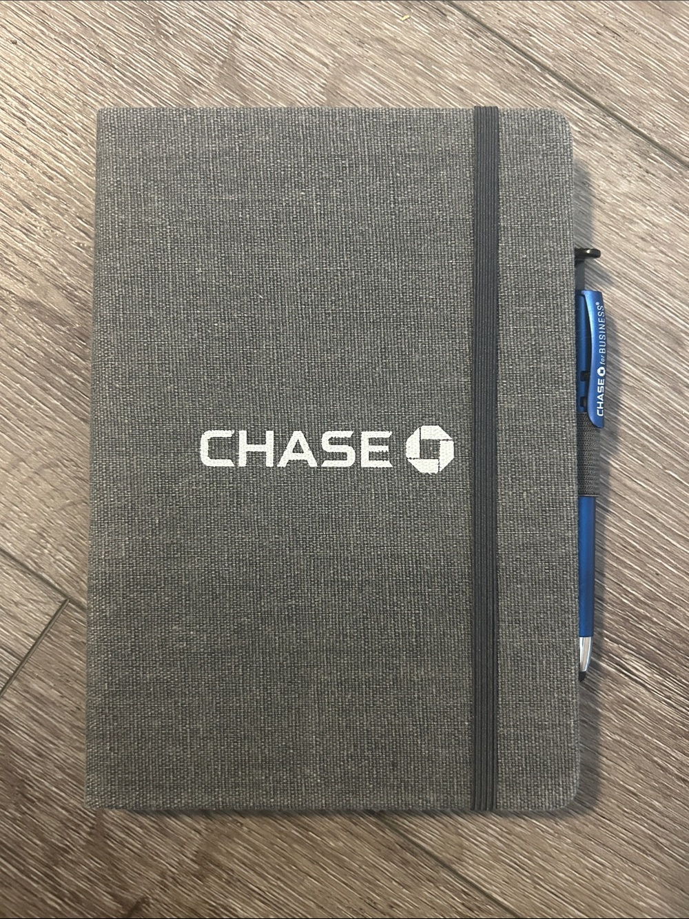 CHASE Grey Fabric Journal W/Elastic Band +Pen Loop Holder & Ribbon Divider